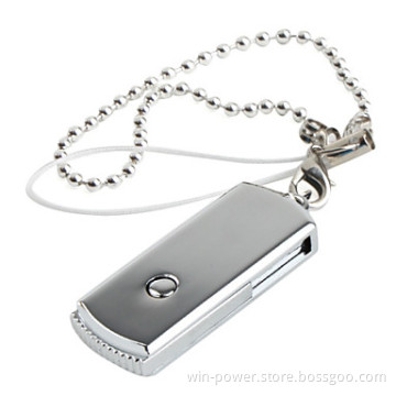 Metal Rotate USB Flash Drive with Keychain